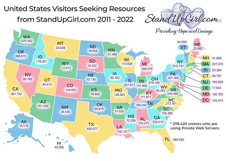 standupgirl US map visitors