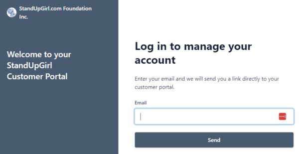 standupgirl customer portal